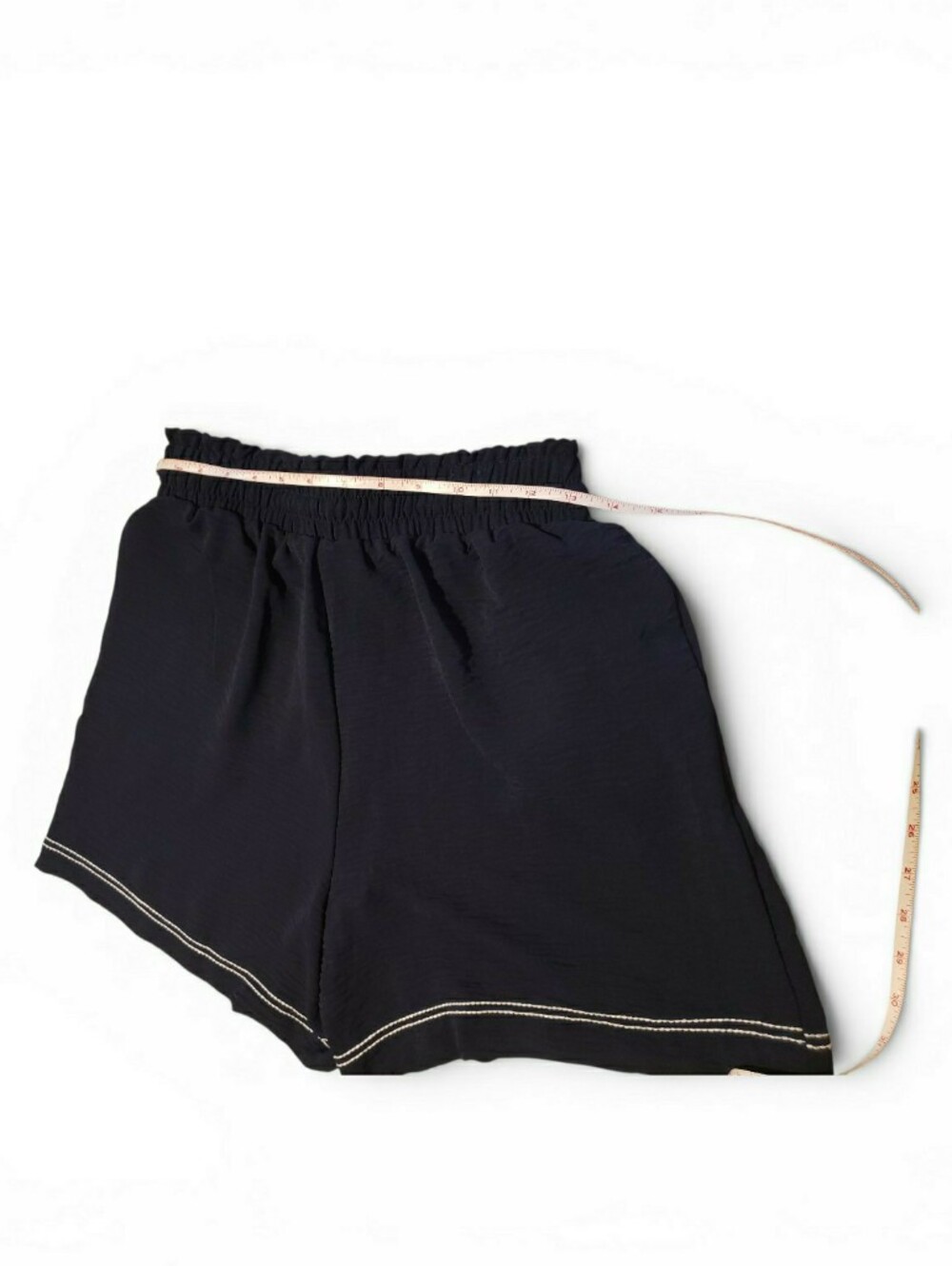 Adrianna Papell Black High-Waist Shorts with Contrast Hem Stitching